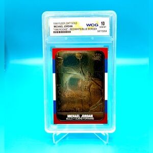 1998 Fleer 23KT Gold🔥Michael Jordan 1986 Rookie Red/White/Blue GEM-MINT 10 WCG